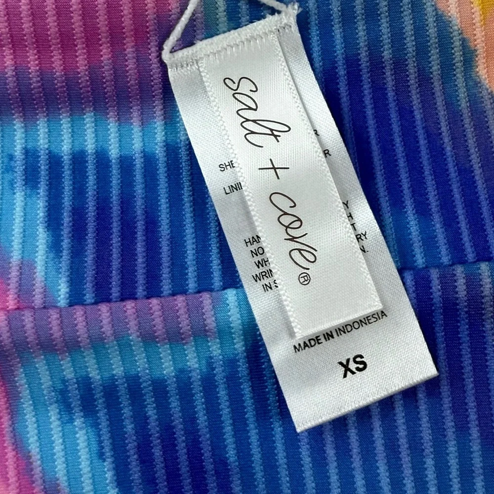 Salt + Cove Bikini Bottom Junior Size XS Pink Multi Hazy Pattern Swim Ribbed NWT